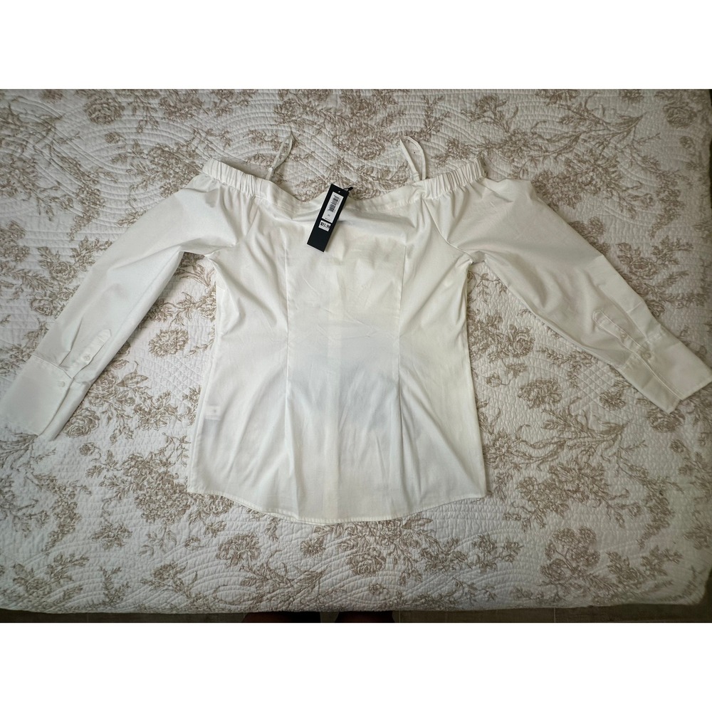 Banana Republic Off Shoulder Button Down Shirt White Size 10 NWT 324795-00-1